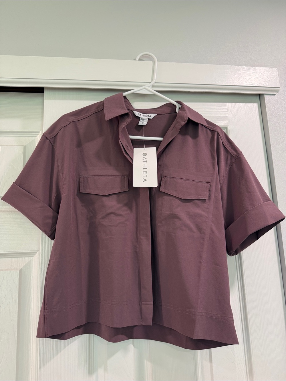 Athleta Short-Sleeve Cropped Shirt - Mauve